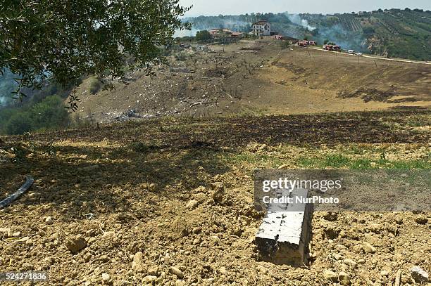 At least one person was killed and six others were injured during one explosion in fireworks factory, in Citt�� Sant'Angelo , on July 25, 2013....