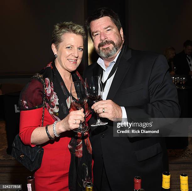 Wine hosts Carol Daniels and Frank Daniels attend the Nashville Best Cellars Dinner at the Loews Vanderbilt Hotel on April 25, 2016 in Nashville,...