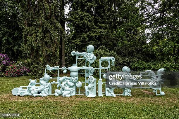 'Roman Riots' by Belgian artist Nadia Naveau, in the Schlosspark, Bad Homburg, Germany, 31 May 2015, on inauguration day of Blickachsen 10, the...