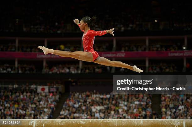 Gabrielle Douglas during the Artistic Gymnastics, Team Finals - Day 4 during the 2012 London Olympic Games.