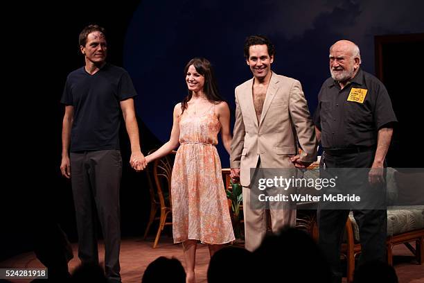 Michael Shannon, Kate Arrington, Paul Rudd and Ed Asner during the Opening Night Performance Curtain Call for 'Grace' at the Cort Theatre in New York...