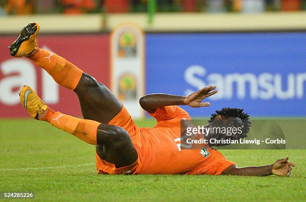 Cotes D'Ivoire ,s Wilfriedd Bony during the 2015 Orange Africa Cup of Nations Quart Final soccer match,Cote d'Ivoire Vs Algerie at Malabo stadium in...