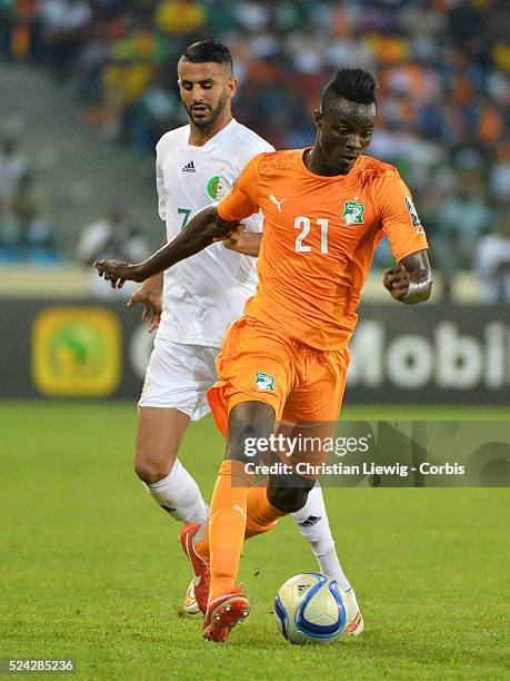 Cotes D'Ivoire ,s Bertrand Bailly during the 2015 Orange Africa Cup of Nations Quart Final soccer match,Cote d'Ivoire Vs Algerie at Malabo stadium in...