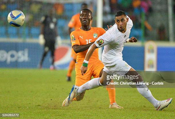 Cotes D'Ivoire ,s Alain Gradel during the 2015 Orange Africa Cup of Nations Quart Final soccer match,Cote d'Ivoire Vs Algerie at Malabo stadium in...
