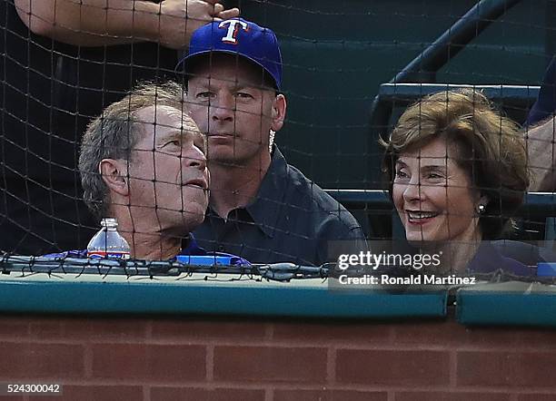 Bushside Ranger Laura George And Laura Bush Texas Rangers Photos and Premium High Res ...
