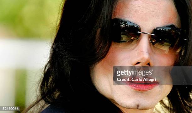 Michael Jackson arrives at Santa Barbara County Courthouse during the third week of his trial March 15, 2005 in Santa Maria, California. Jackson is...