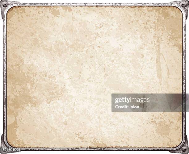 blank metal placard with corners and screws_vector - building corner stock illustrations