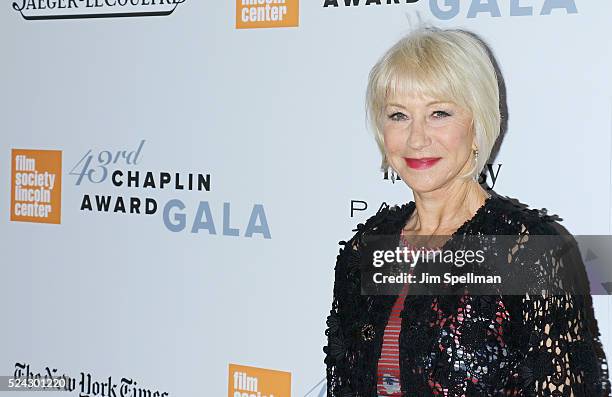 Actress Helen Mirren attends the 43rd Chaplin Award Gala on April 25, 2016 in New York City.