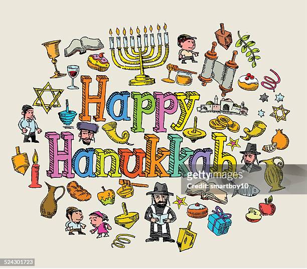 happy hanukkah - hanoukka stock illustrations