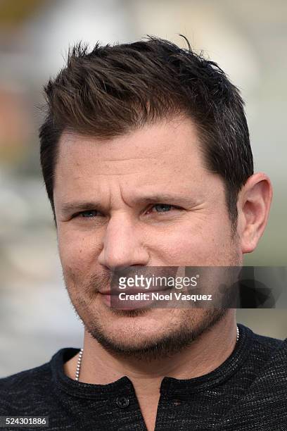 Nick Lachey of 98 Degrees visits "Extra" at Universal Studios Hollywood on April 25, 2016 in Universal City, California.