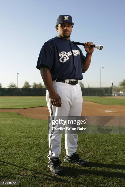 Prince Fielder of the Milwaukee Brewers poses for a portrait during Brewers Photo Day at Maryvale Baseball Park on March 1, 2005 in Phoenix, Arizona.