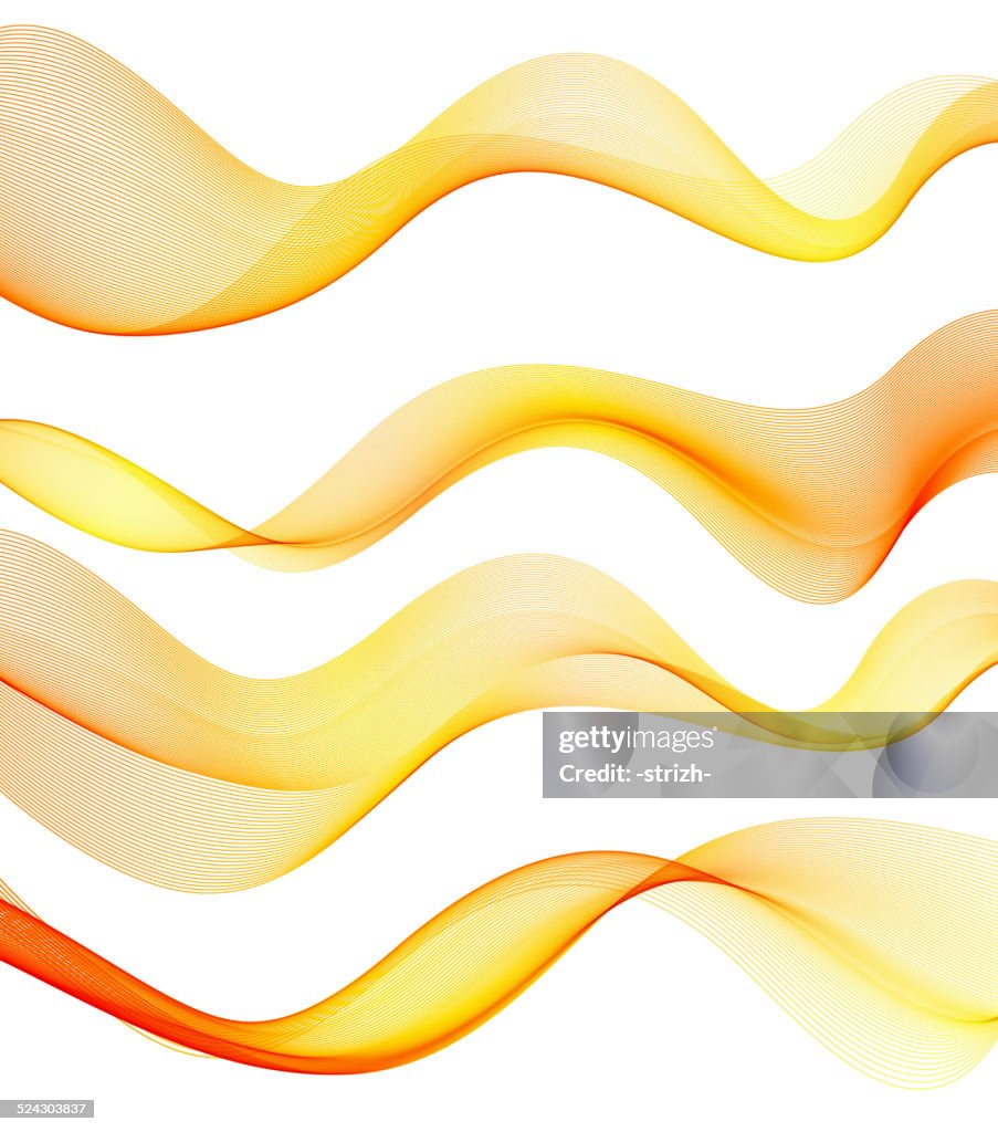 Set of orange transparent smoke wave