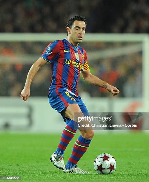 Xavi Hernandez of Barcelona during the second leg of the UEFA Champions League Quarter Final match Barcelona vs. Arsenal in Barcelona, Spain. |...