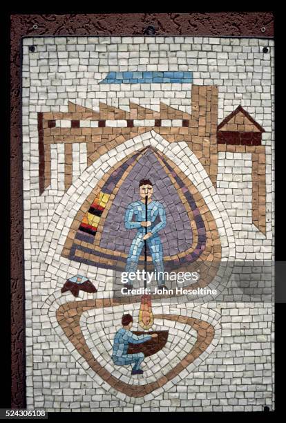 Mosaic of a glassblower at Murano, Venice, Italy.