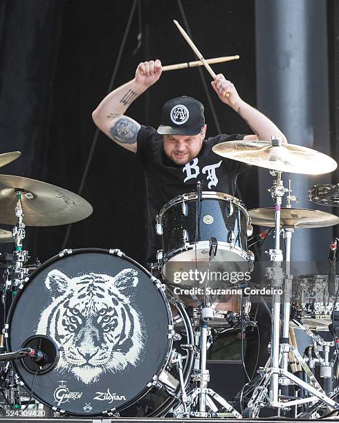 Royal Blood drummer Ben Thatcher performs on the Samsung Galaxy stage at Zilker Park during ACL Music Festival on Friday October 2, 2015 in Austin,...