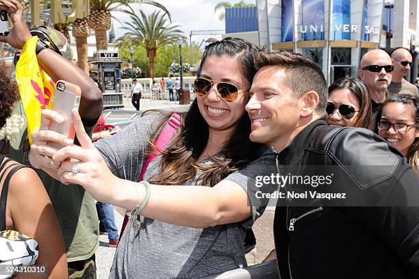 Jeff Timmons of 98 Degrees visits "Extra" at Universal Studios Hollywood on April 25, 2016 in Universal City, California.