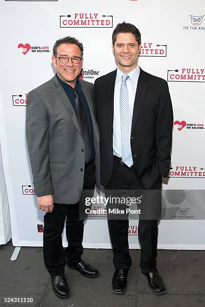 Michael Greif and Tom Kitt attend the "Fully Committed" Broadway Opening Night at Lyceum Theatre on April 25, 2016 in New York City.