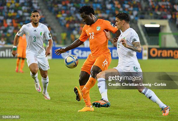 Cotes D'Ivoire ,s Wilfried Bony during the 2015 Orange Africa Cup of Nations Quart Final soccer match,Cote d'Ivoire Vs Algerie at Malabo stadium in...