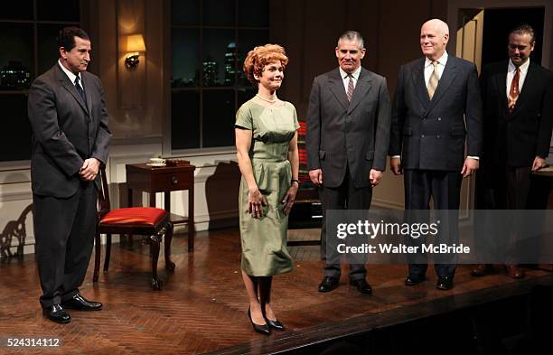 Anthony LaPaglia, Kathryn Erbe, Kevin O'Rourke, John Ottavino & Mark Shanahan during the Curtain Call for the Opening Celebration of 'Checkers' at...