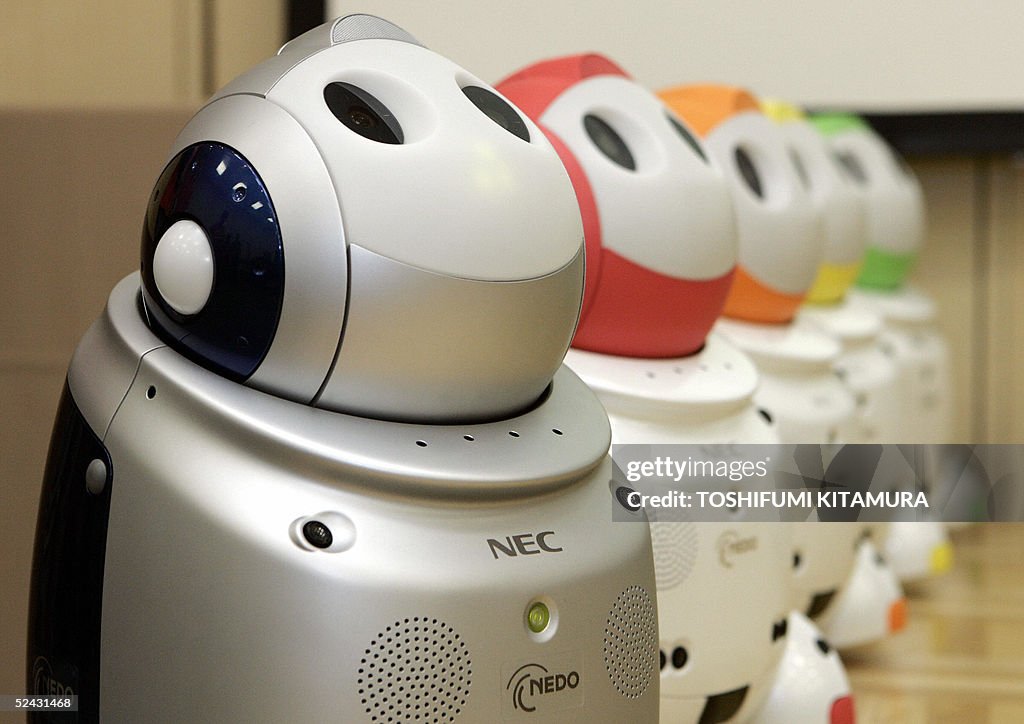 NEC's new child-care robots, "PaPeRo", l