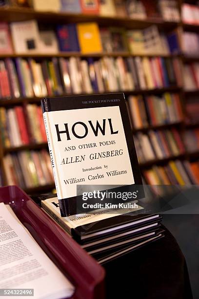 Copies of Allen Ginsberg's famous "Howl" on display at City Lights Bookstore in San Francisco, Calif. Lawrence Ferlinghetti, the book's publisher, is...