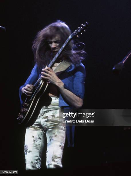 Guitarist Steve Howe of British progressive rock group Yes, on stage at the Rainbow Theatre, London, December 1972.
