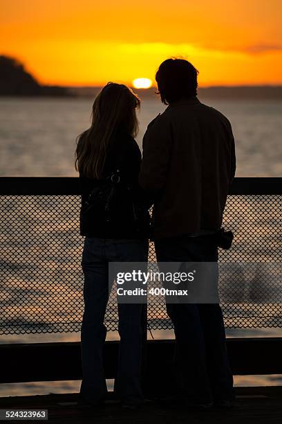 seattle sunset - elliott bay bildbanksfoton och bilder