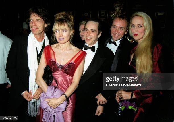Rolling Stones singer Mick Jagger, actors Lyndall Hobbs, Al Pacino, Kevin Spacey and model Jerry Hall at the London premiere of 'Looking For Richard'...