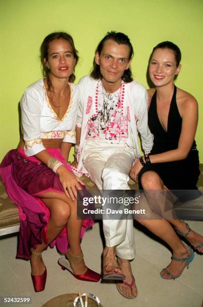 Jewellery designer Jade Jagger, fashion designer Matthew Williamson and model Kate Moss at a party held at the St. Martin's Lane Hotel on September...
