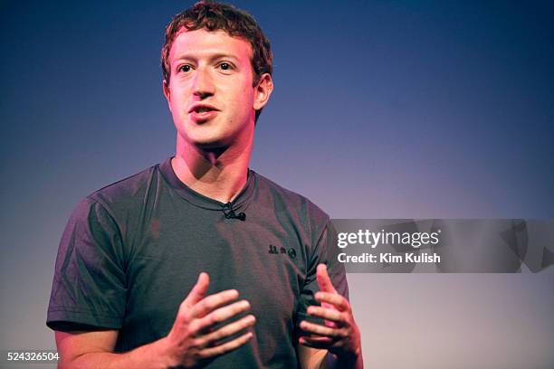 Mark Zuckerberg, Facebook CEO appears at the Computer History Museum in Mountain View Calif. For a 2 hour talk with The Facebook Effect, Author David...