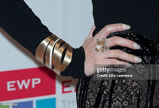 Actress/singer Anna Maria Perez de Tagle, jewelry detail, attends the East West Players 50th Anniversary Visionary Awards Dinner and Silent Auction...