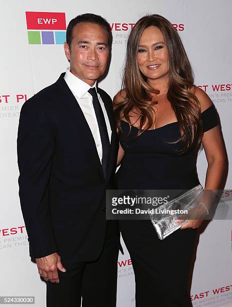 Actors Mark Dacascos and Tia Carrere attend the East West Players 50th Anniversary Visionary Awards Dinner and Silent Auction at the Hilton Universal...