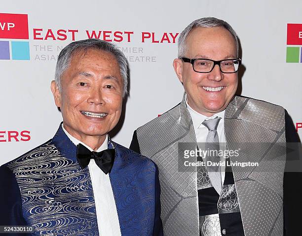 Actor George Takei and husband Brad Takei attend the East West Players 50th Anniversary Visionary Awards Dinner and Silent Auction at the Hilton...
