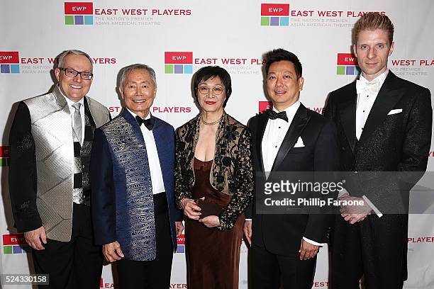Brad Takei, George Takei, Tisa Chang, Jay Kuo, and Lorenzo Thione attend the East West Players 50th Anniversary Visionary Awards Dinner and Silent...