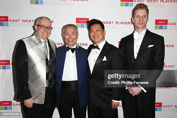 Brad Takei, George Takei, Jay Kuo, and Lorenzo Thione attend the East West Players 50th Anniversary Visionary Awards Dinner and Silent Auction at...