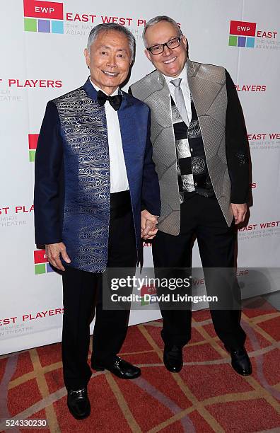 Actor George Takei and husband Brad Takei attend the East West Players 50th Anniversary Visionary Awards Dinner and Silent Auction at the Hilton...