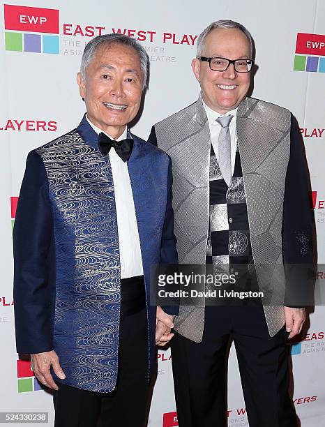 Actor George Takei and husband Brad Takei attend the East West Players 50th Anniversary Visionary Awards Dinner and Silent Auction at the Hilton...