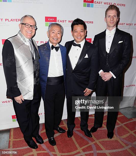 Brad Takei, husband actor George Takei, composer Jay Kuo and producer Lorenzo Thione attend the East West Players 50th Anniversary Visionary Awards...