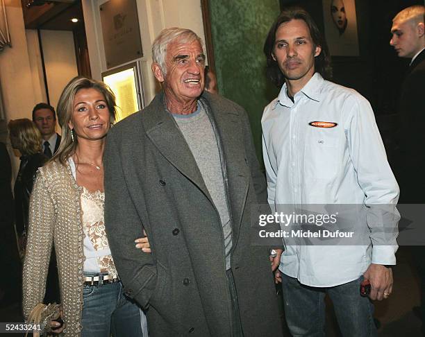 Jean Paul Belmondo is seen with his wife Natty and son Paul as they attend the launch party at the night club "L'Etoile" to launch the new Paul...