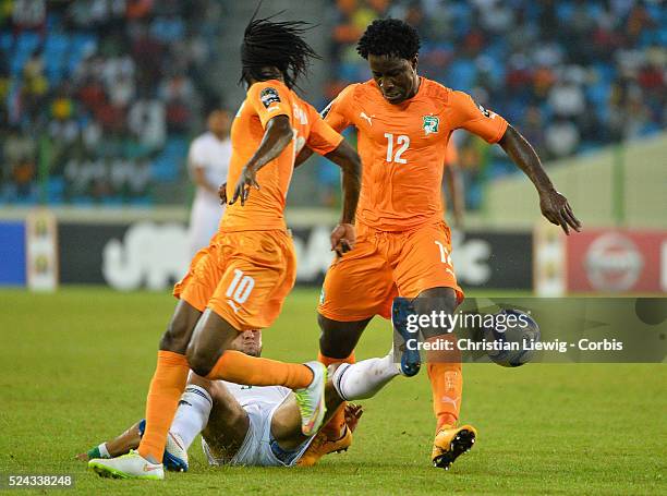 Cotes D'Ivoire ,s Wilfriedd Bony during the 2015 Orange Africa Cup of Nations Quart Final soccer match,Cote d'Ivoire Vs Algerie at Malabo stadium in...