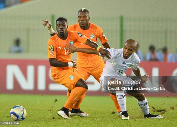 Algerie ,s Yacine Brahimi during the 2015 Orange Africa Cup of Nations Quart Final soccer match,Cote d'Ivoire Vs Algerie at Malabo stadium in Malabo...