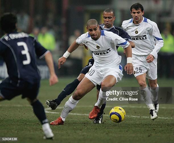 Adriano of Inter Milan in action during the UEFA Champions League match between Inter Milan and FC Porto at the San Siro stadium on March 15, 2005 in...