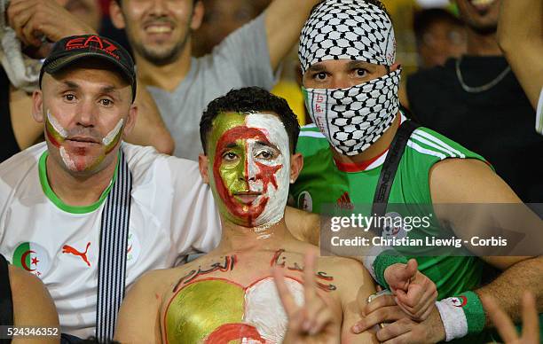 Fans during the 2015 Orange Africa Cup of Nations Quart Final soccer match,Cote d'Ivoire Vs Algerie at Malabo stadium in Malabo Equatorial Guinea on...