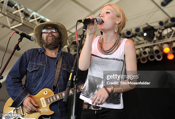 Daniel Lanois and Trixie Whitley of Daniel Lanois Black Dub perform as part of Day Four of the 2011 Bonnaroo Music and Arts Festival in Manchester,...