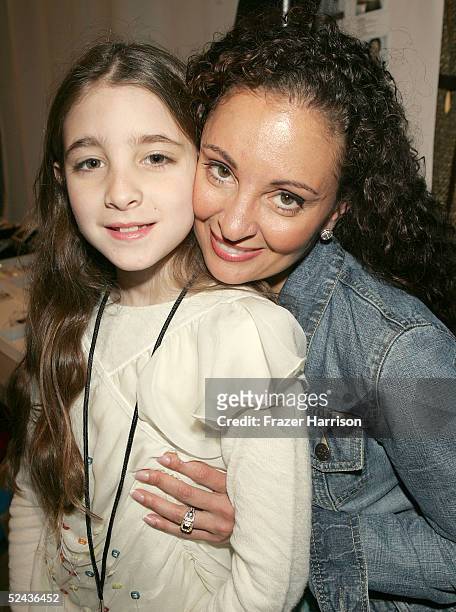 Designer Jacqueline Love with daughter Ambha Love backstage at the Shakti By Jacquelyne Love Fall 2005 show during the Mercedes-Benz Fashion Week at...