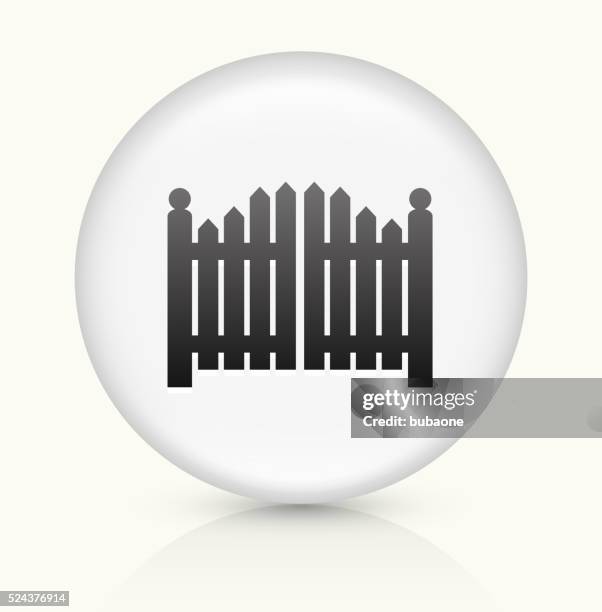 entrance gate icon on white round vector button - white picket gate stock illustrations