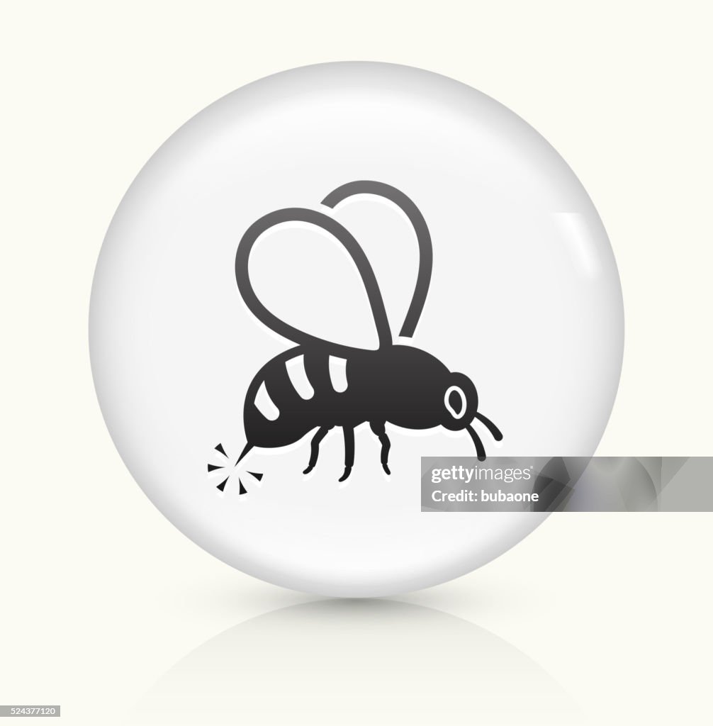 Bee Sting icon on white round vector button