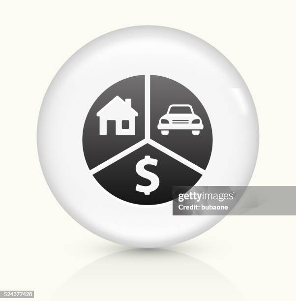 financial pie chart icon on white round vector button - doing the splits stock illustrations