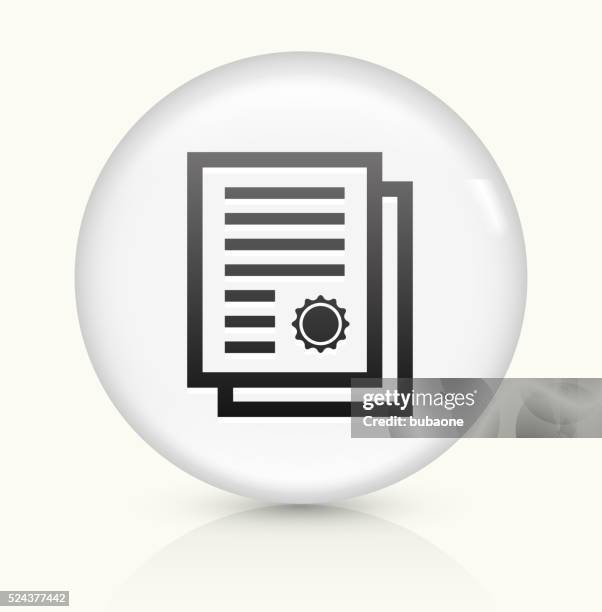 certificate icon on white round vector button - certificate icon vector stock illustrations