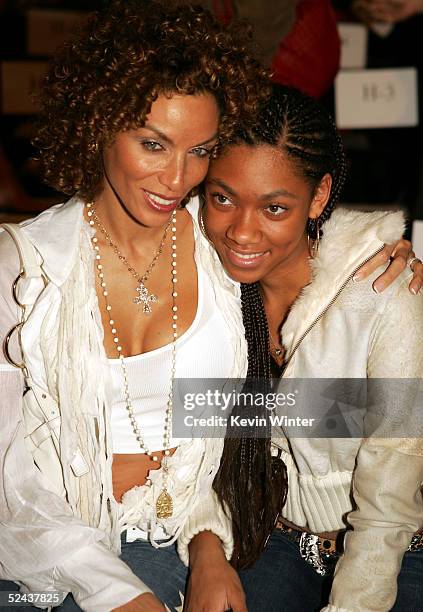 Nicole Mitchell Murphy and daughter in the front row at the Petro Zillia Fall 2005 show at Mercedes Benz Fashion Week at Smashbox Studios on March...